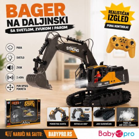 Bager na daljinski sa svetlom zvukom i parom