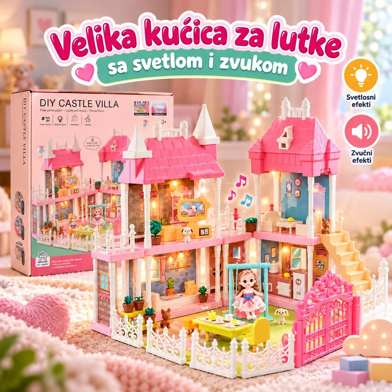 Velika kućica za lutke sa svetlom i zvukom