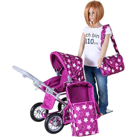 Kolica za lutke Ruby - Star dark Pink 631450