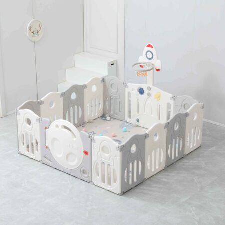 Dečija Ogradica sa Košem “Raketa” Belo Siva