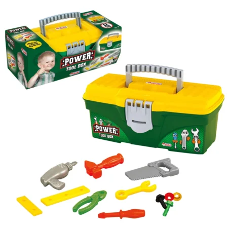 Dede Power Tool Box zeleno zuti alat set u plasticnoj kutiji sa 12 delova za decu
