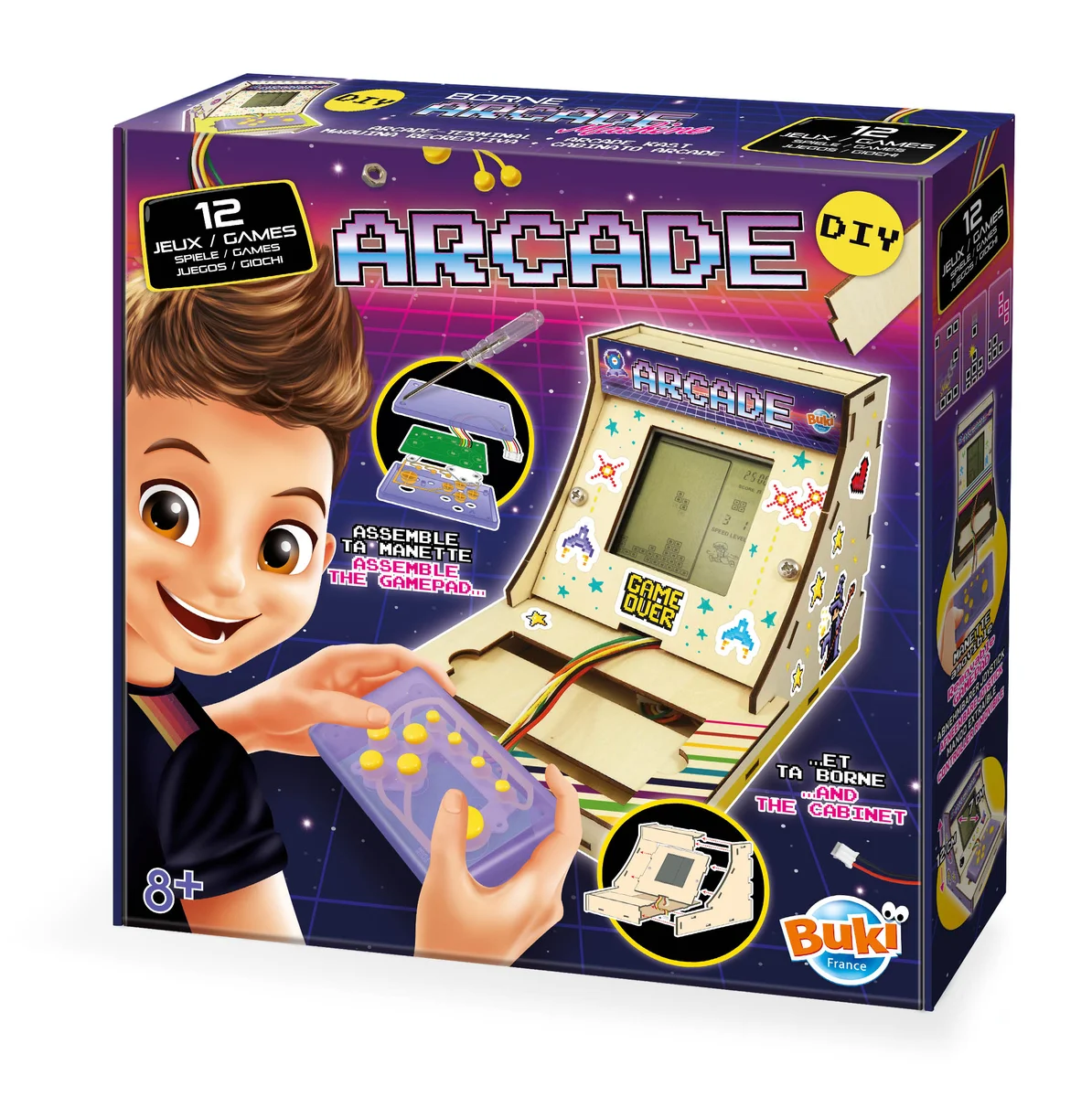 BUKI Arcade DIY drveni mini arcade aparat za sastavljanje sa LCD konzolom i 12 retro igara 6+
