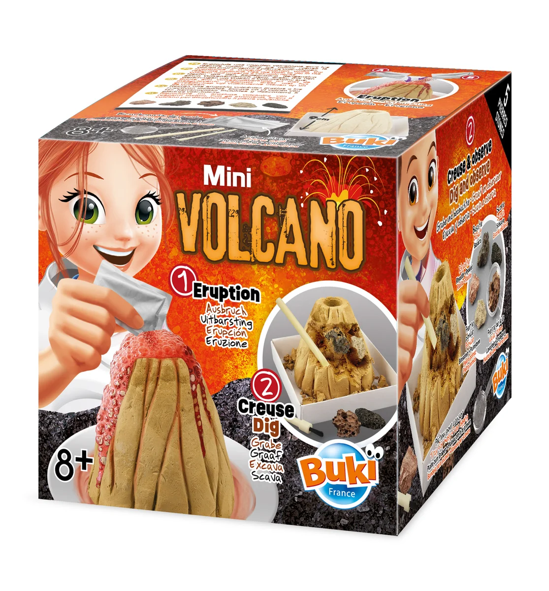 BUKI Mini Volcano 2u1 STEM naucni set za erupciju vulkana i otkopavanje dragog kamenja 8+