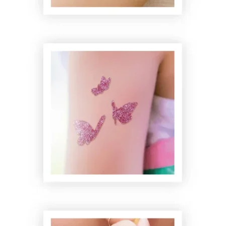BUKI Glitter Tattoos primeri gotovih tetovaza - cvece leptiri srca