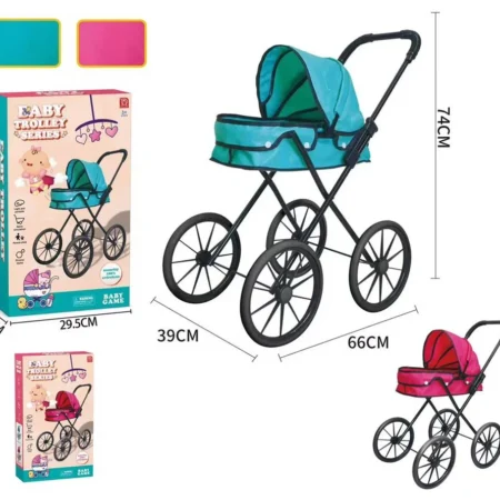 Baby Trolley Series tirkizna ili roze decja kolica za lutku retro 66 cm 3+