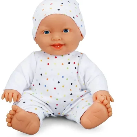 Naz beba lutka detalj sa polka-dot odecom i kapicom