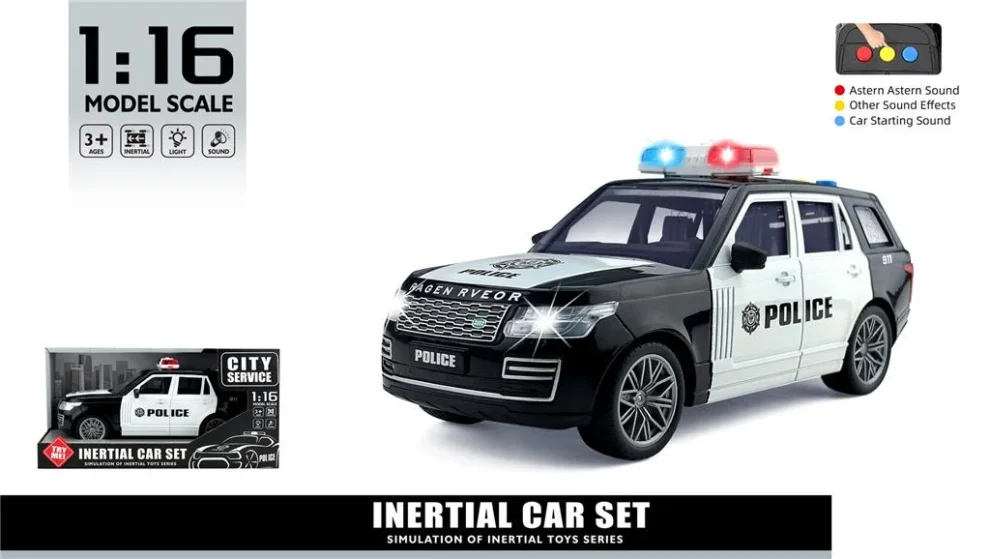 City Service inertialni policijski auto SUV crno beli 1:16 sa svetlima i 3 zvuka 3+