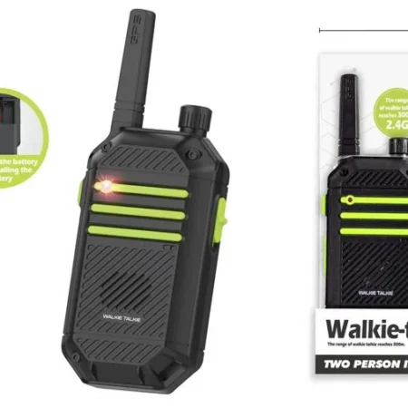 Voki toki walkie talkie set 2 komada crno zeleni 2.4G domet 300m za decu 3+