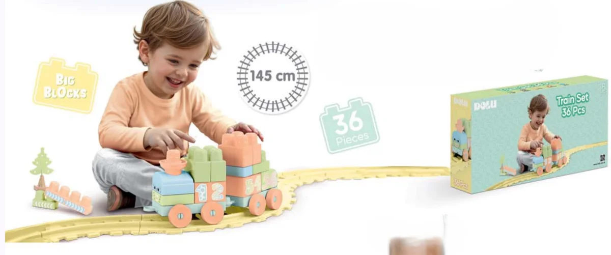 DOLU Big Blocks voz set 36 delova sa 145 cm sine pastelne boje