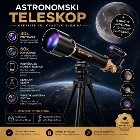 Veliki astronomski teleskop sa stativom