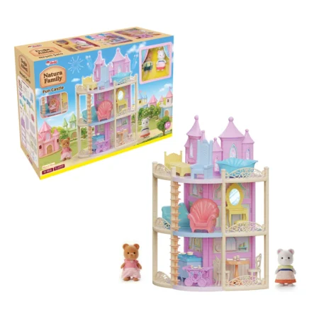 Dede Natura Family Fun Castle — zabavni dvorac pastelno roze sa 2 medvedića 141446 (3+)