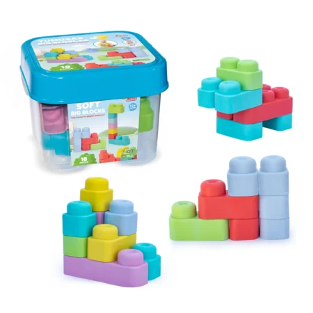 Dede Soft Big Blocks mekane kocke — 18 delova u prozirnoj kantici 040074 (12m+)