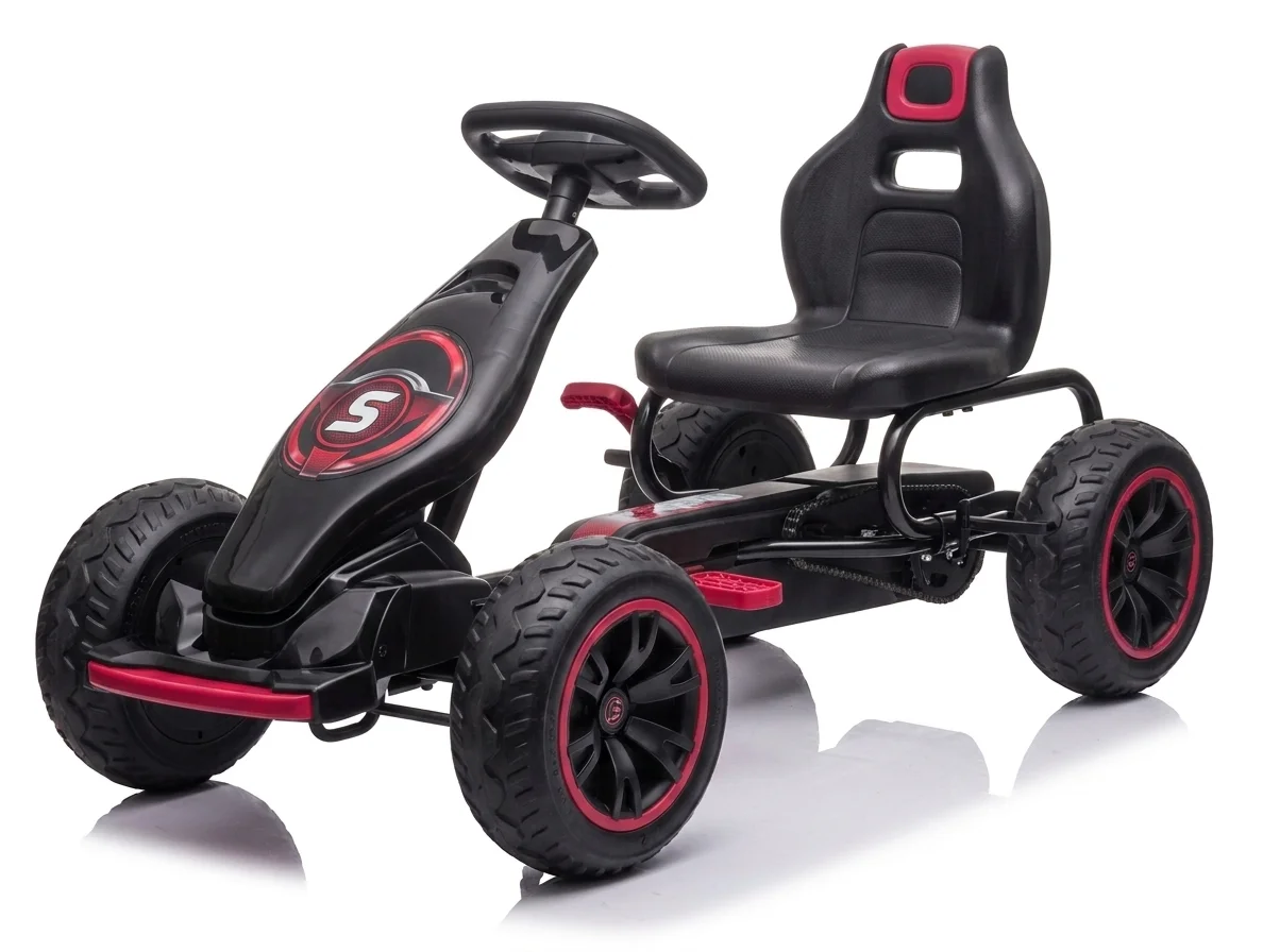 TS-062 dečji go-kart na pedale — crveno-crni, nosivost 50 kg, 5-10 godina (121×61×63 cm)