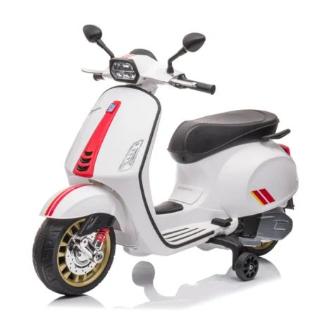 Vespa Sprint dečji motor na akumulator beli — licencirani model 12V sa pomoćnim točkićima